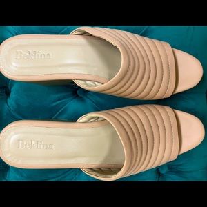 Beklina Ribbed Clog Open Toe in Buff - Size 9